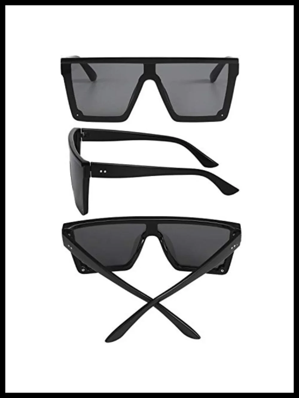 Oversized Square Sunglasses for Women Men 3 Pairs Flat Top Retro UV Protection
